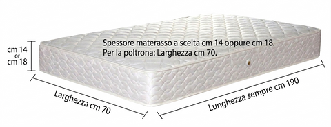 Poltrona Pronto Letto Singolo Professionale - Materasso Alto fino a 18 cm - Ideale per Case Vacanza e Hotel
