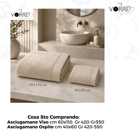 Asciugamani Viso+Ospite | 100% Cotone | 2 Pesi | Personalizzabili