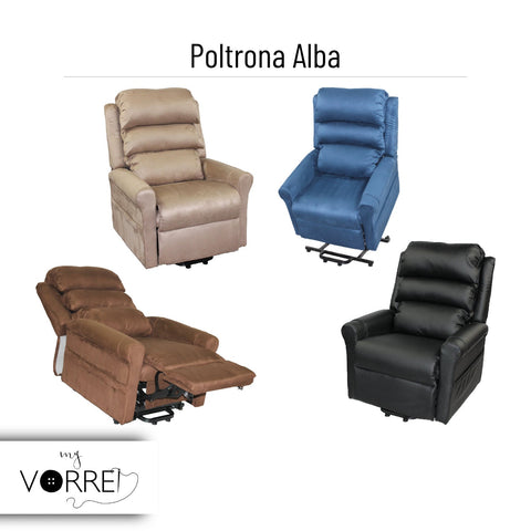 Poltrona Relax 2 Motori | Alzapersona | Dispositivo Medico IVA 4% per gli aventi diritto  | in 3 Tipi di Rivestimento | Alba