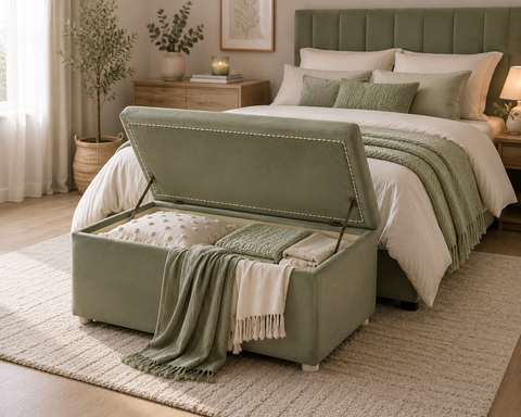 Pouf Rettangolare Scendiletto Contenitore 90x45 h45 cm | Eleganza e Funzionalità su Misura