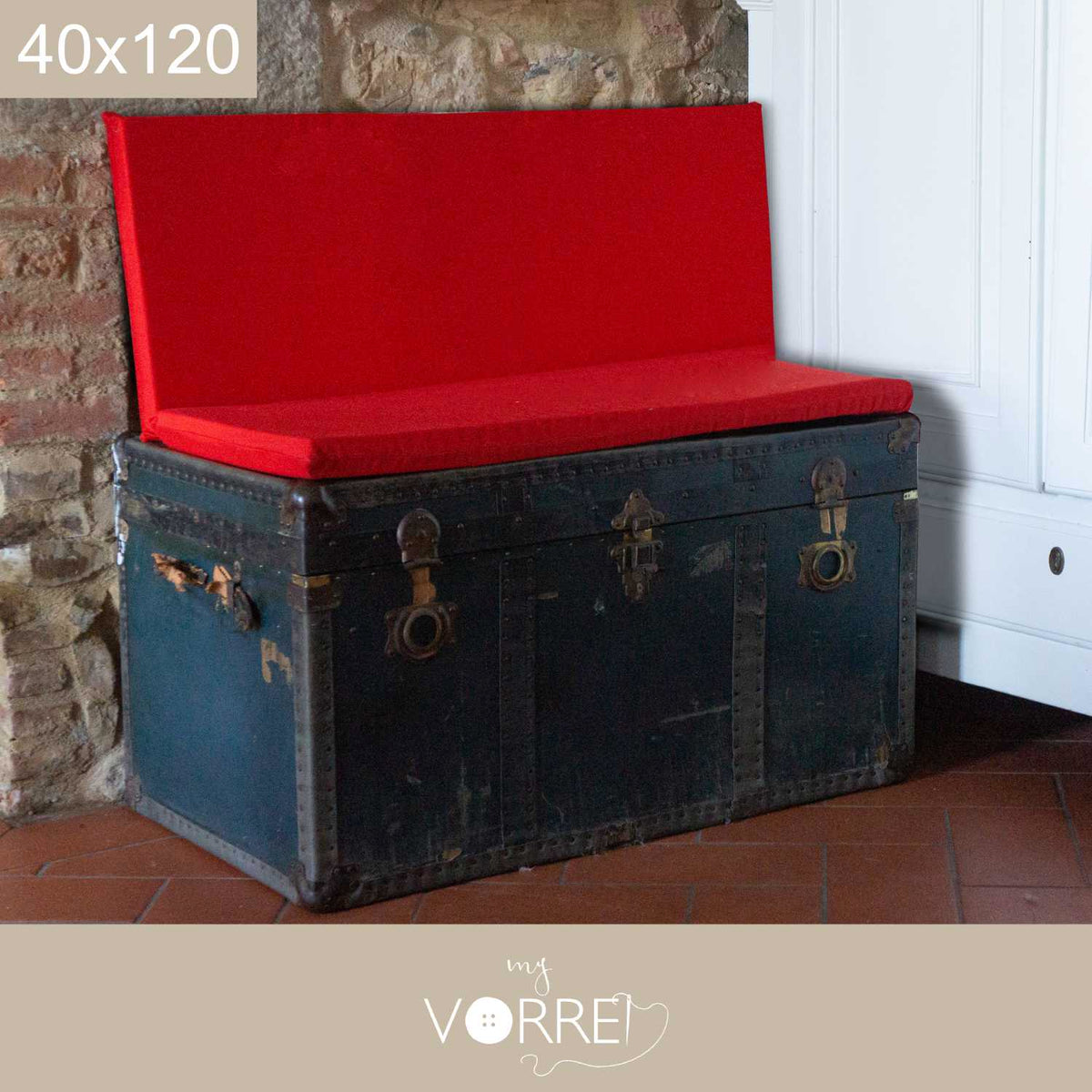 Cuscino Schienale e/o Seduta per uso interno, sfoderabile con Chiusura a lampo | cm 40x120, Fodera cotone 100%, Spessore 8cm