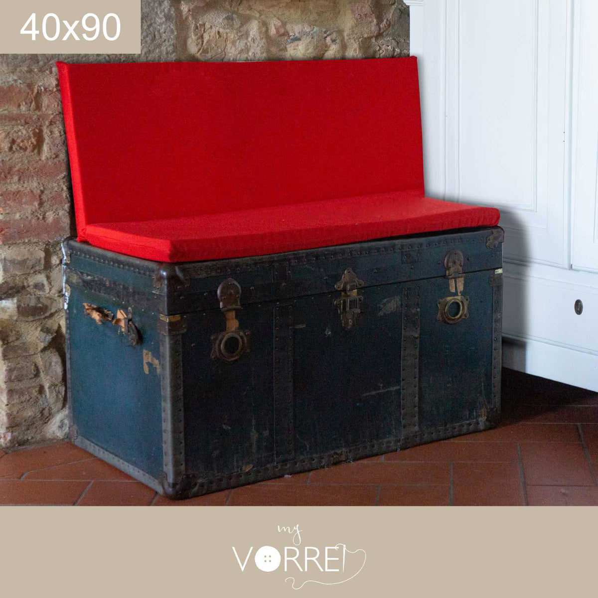 Cuscino Schienale e/o Seduta per uso interno, sfoderabile con Chiusura a lampo | cm 40x90, Fodera cotone 100%, Spessore 4cm
