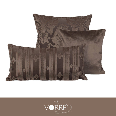 Tris fodera Cuscini Velluto 1 60x60 1 45x45 1 30x60 Senza imbottitura Sfoderabili In 8 Tonalità Colore