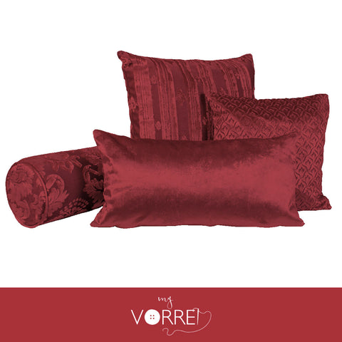 4 Cuscini Velluto 1 60x60 1 45x45 1 30x60 1 Cilindro 20x60 Con imbottitura fiocco anallergico Sfoderabili In 8 Tonalità Colore