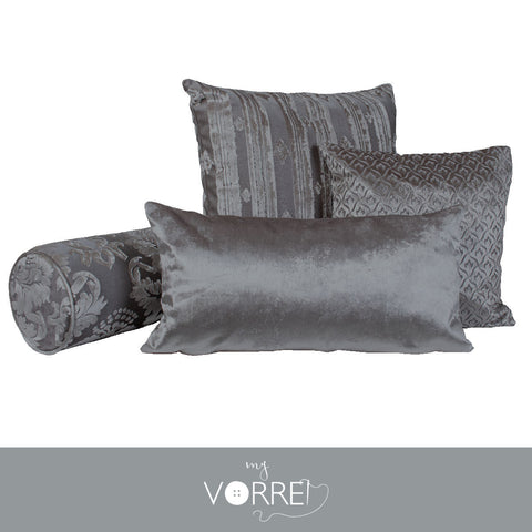 4 Fodere Cuscini Velluto 1 60x60 1 45x45 1 30x60 1 Cilindro 20x60 Con imbottitura fiocco anallergico Sfoderabili In 8 Tonalità Colore