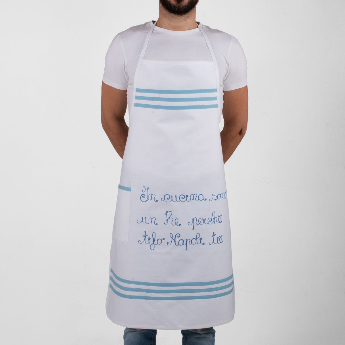 Grembiule Uomo del Tifoso Napoletano + Personalizzazione ricamata con Nome/Frase