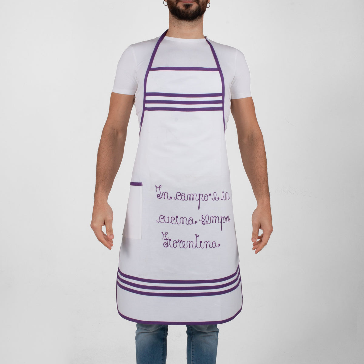 Grembiule Uomo del Tifoso Fiorentino + Personalizzazione ricamata con Nome/Frase