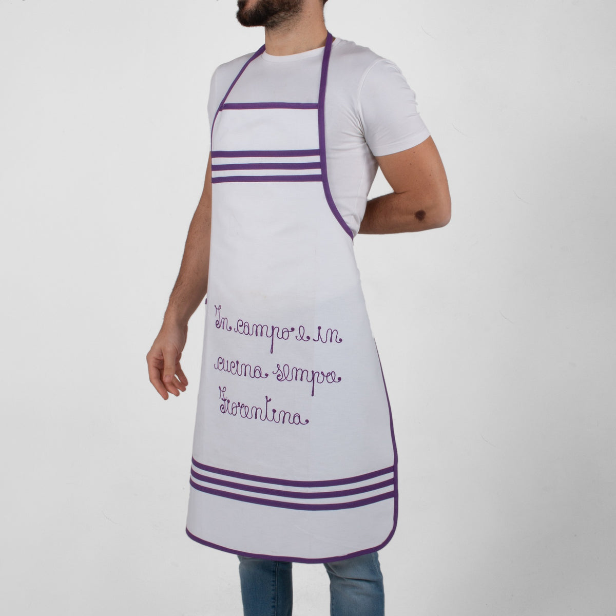 Grembiule Uomo del Tifoso Fiorentino + Personalizzazione ricamata con Nome/Frase