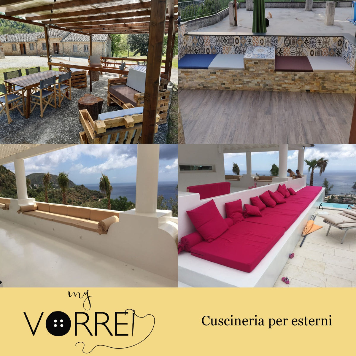 Cuscino Schienale e Seduta per uso Esterno Nautico e Giardini | Spessore cm 10, Sfoderabile con Chiusura a Lampo, fodera poliestere 100%