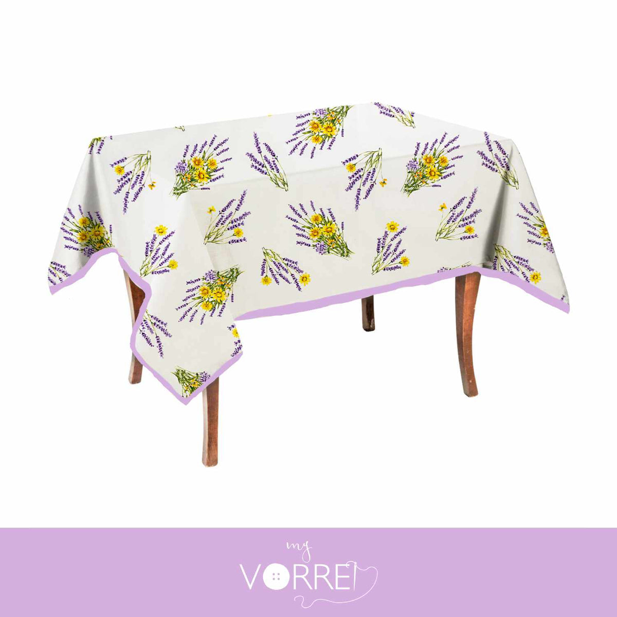 Tovaglia Rettangolare Fantasia Lavanda Cotone 100%