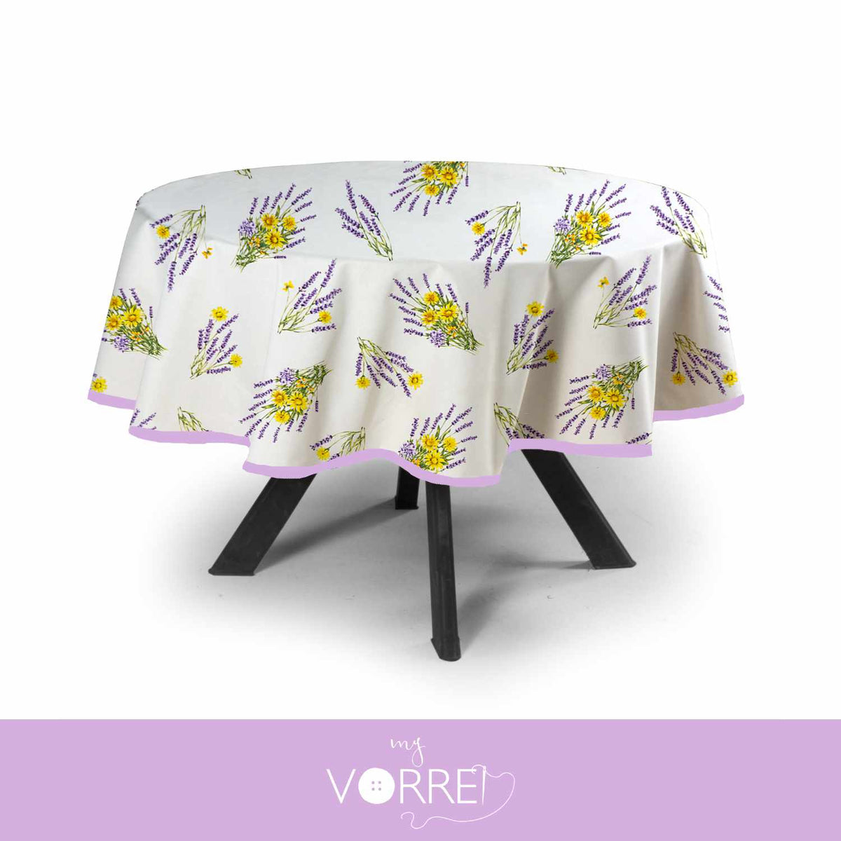Tovaglia Rotonda Fantasia Lavanda Cotone 100%