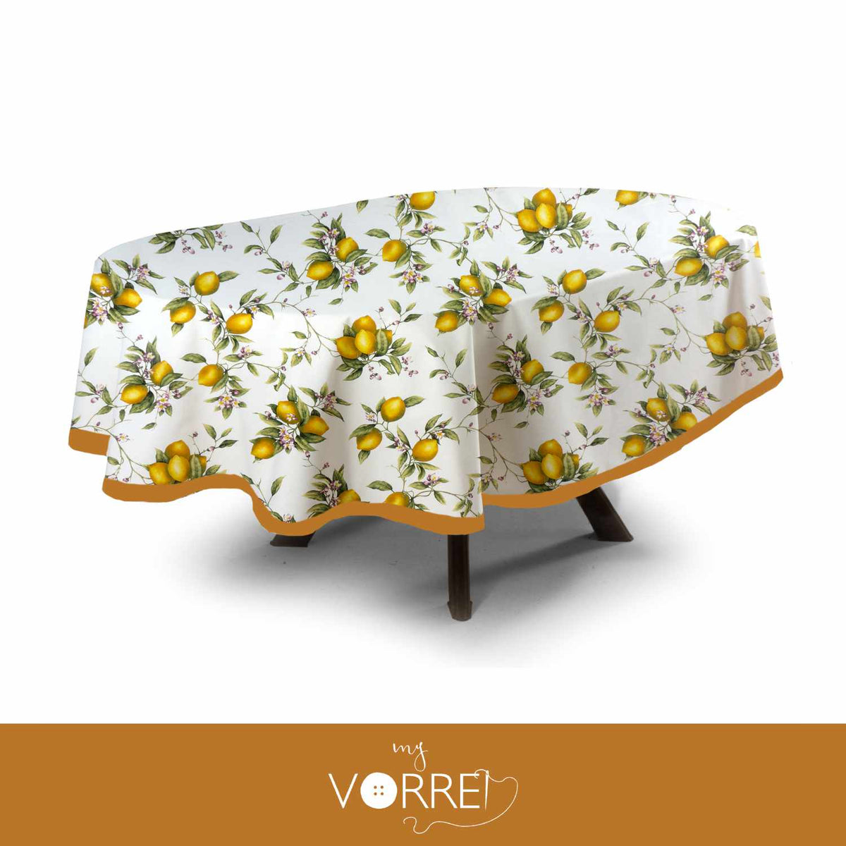 Tovaglia Ovale Fantasia Old Lemon Cotone 100%