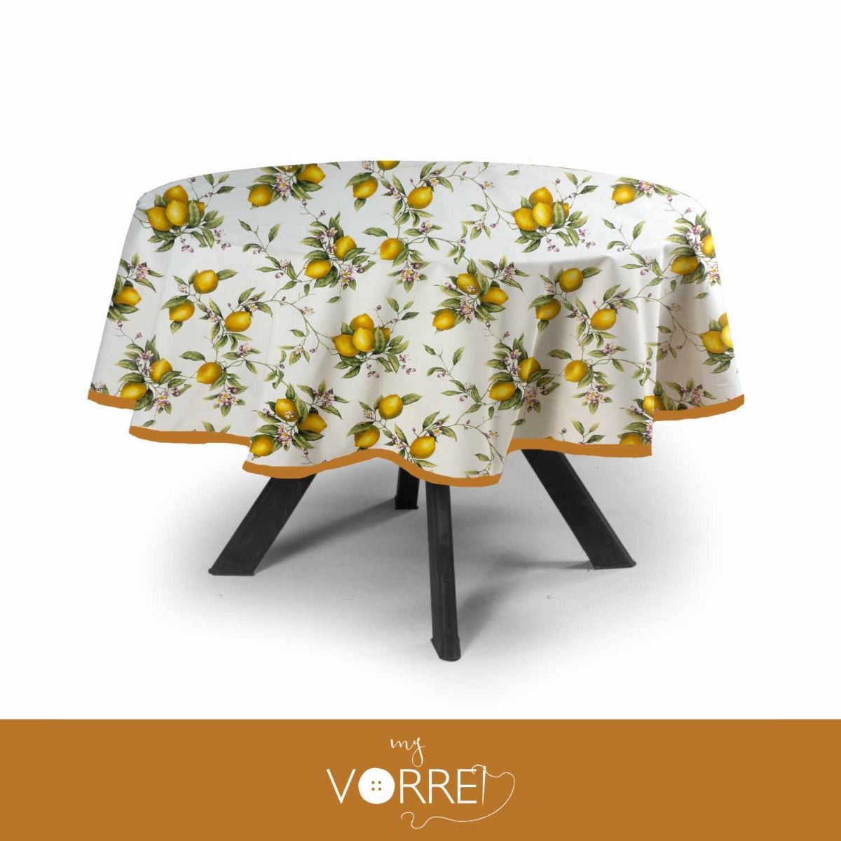 Tovaglia Rotonda Fantasia Old Lemon Cotone 100%