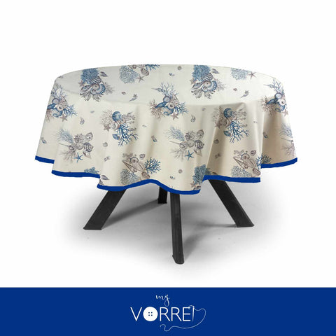 Tovaglia Rotonda Fantasia Marina Blu Cotone 100%