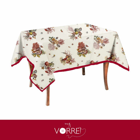 Tovaglia Rettangolare Fantasia Marina Bordeaux Cotone 100%