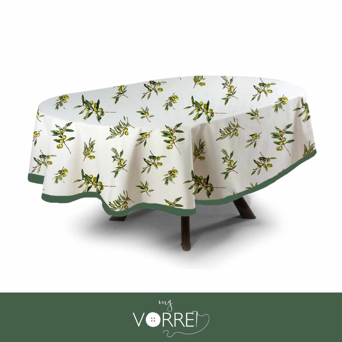 Tovaglia Ovale Fantasia Olive Cotone 100%
