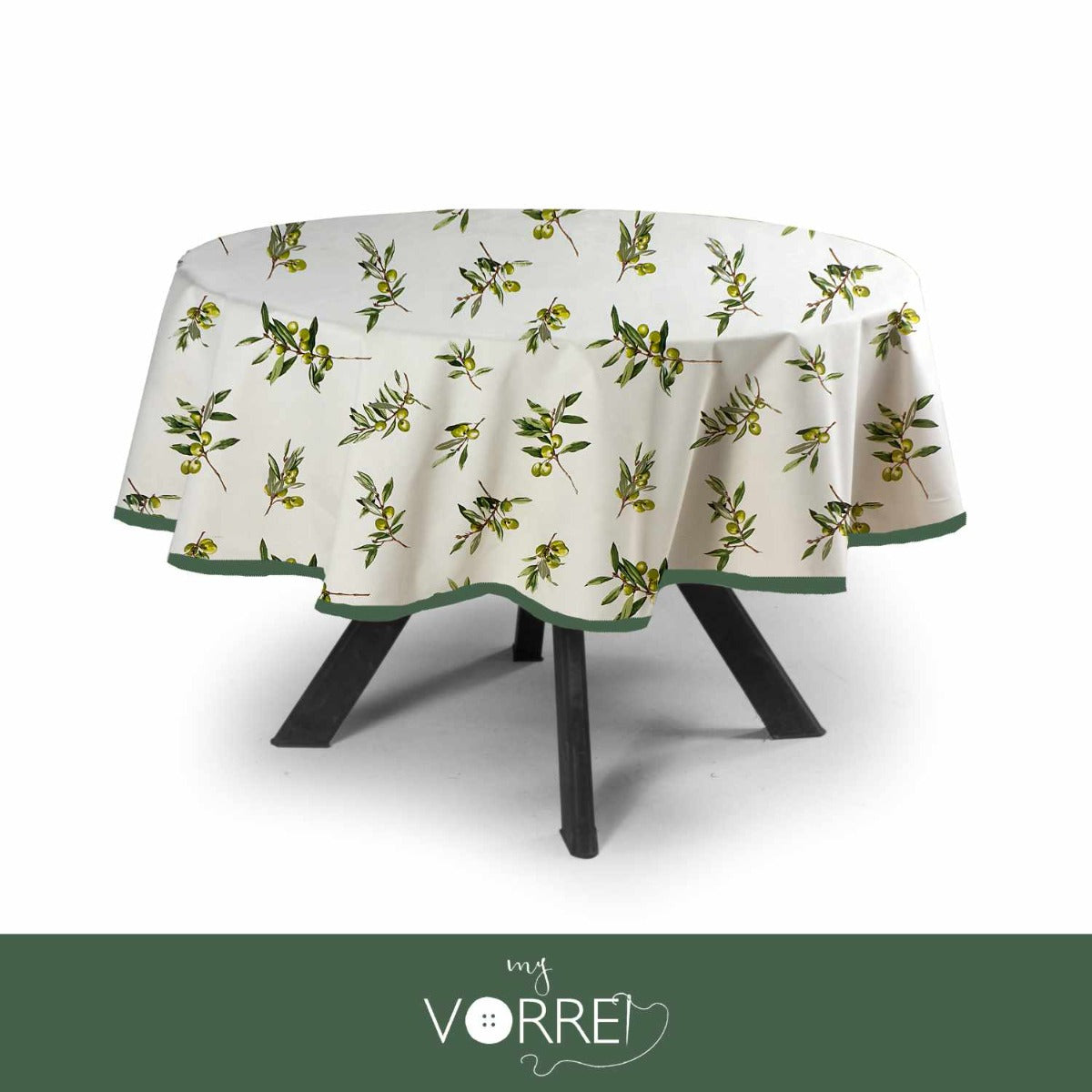 Tovaglia Rotonda Fantasia Olive Cotone 100%