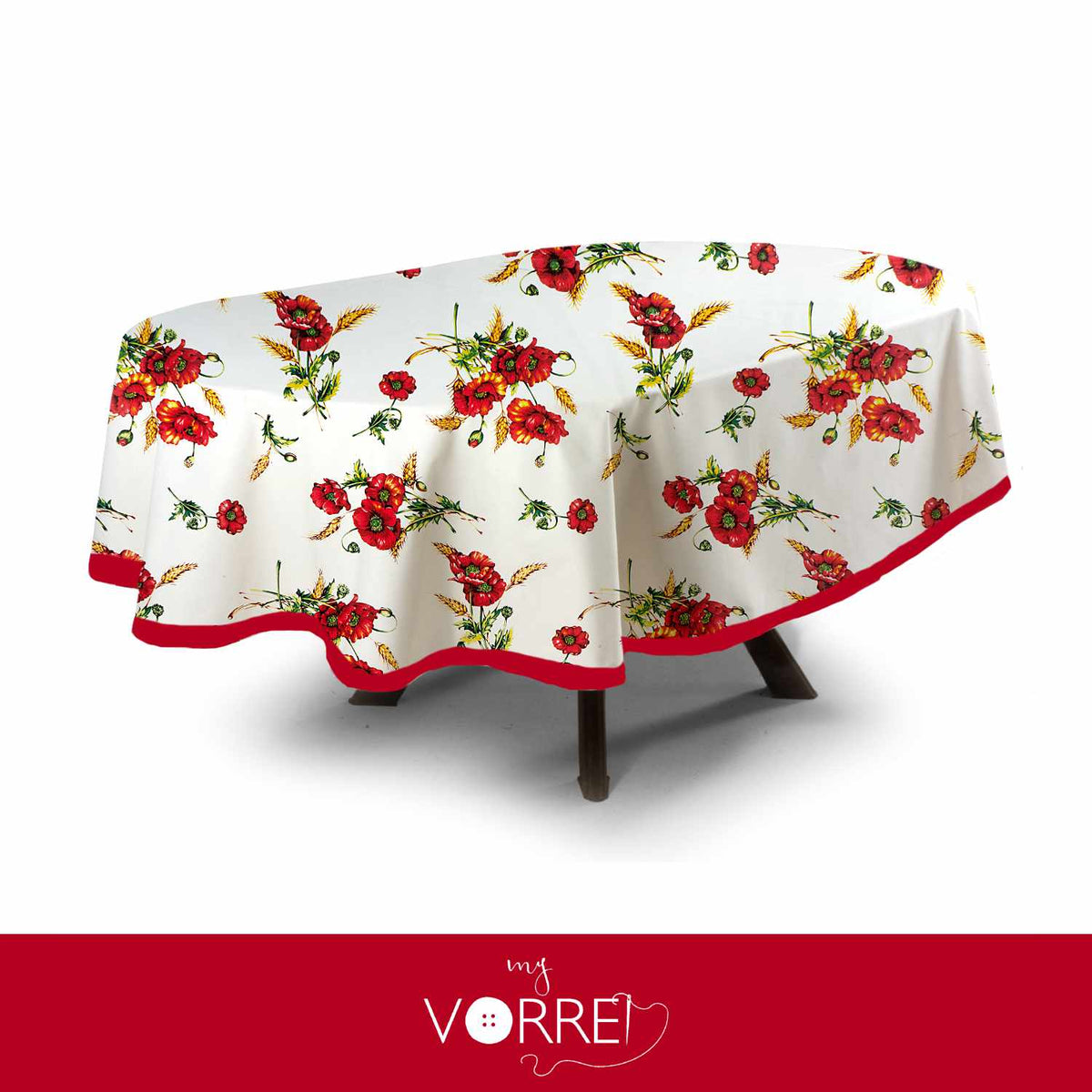 Tovaglia Ovale Fantasia Papavero Cotone 100%