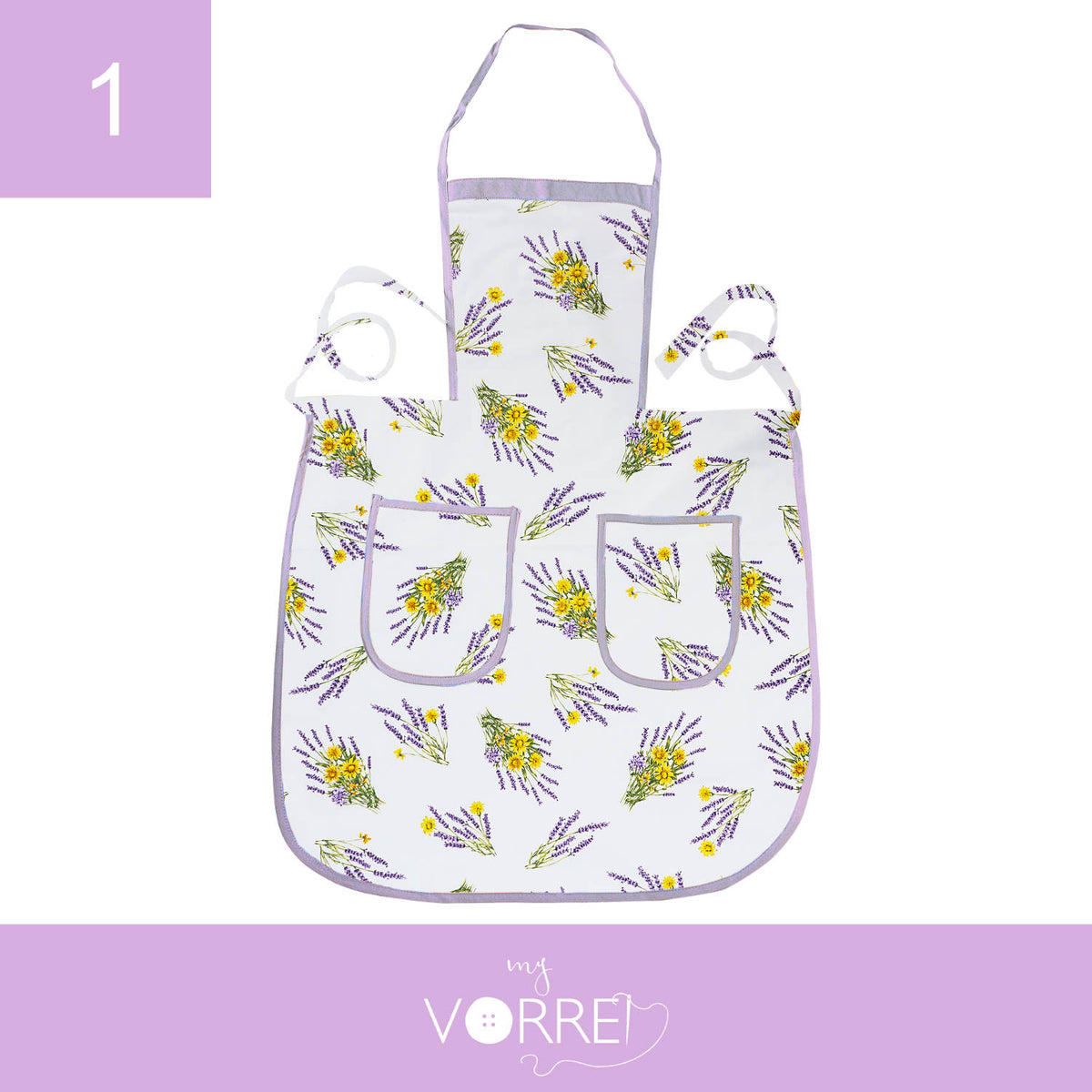 Grembiule Con Petto Lavanda | largo cm 65x alto 52 petto cm base 25x26