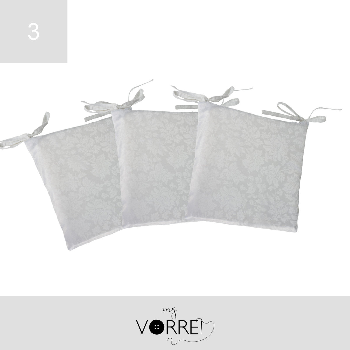Cuscino Sedia Jacquard cm 40x40 spessore cm 4 sfoderabile con chiusura lampo | Pacchetto da 3 Cuscini