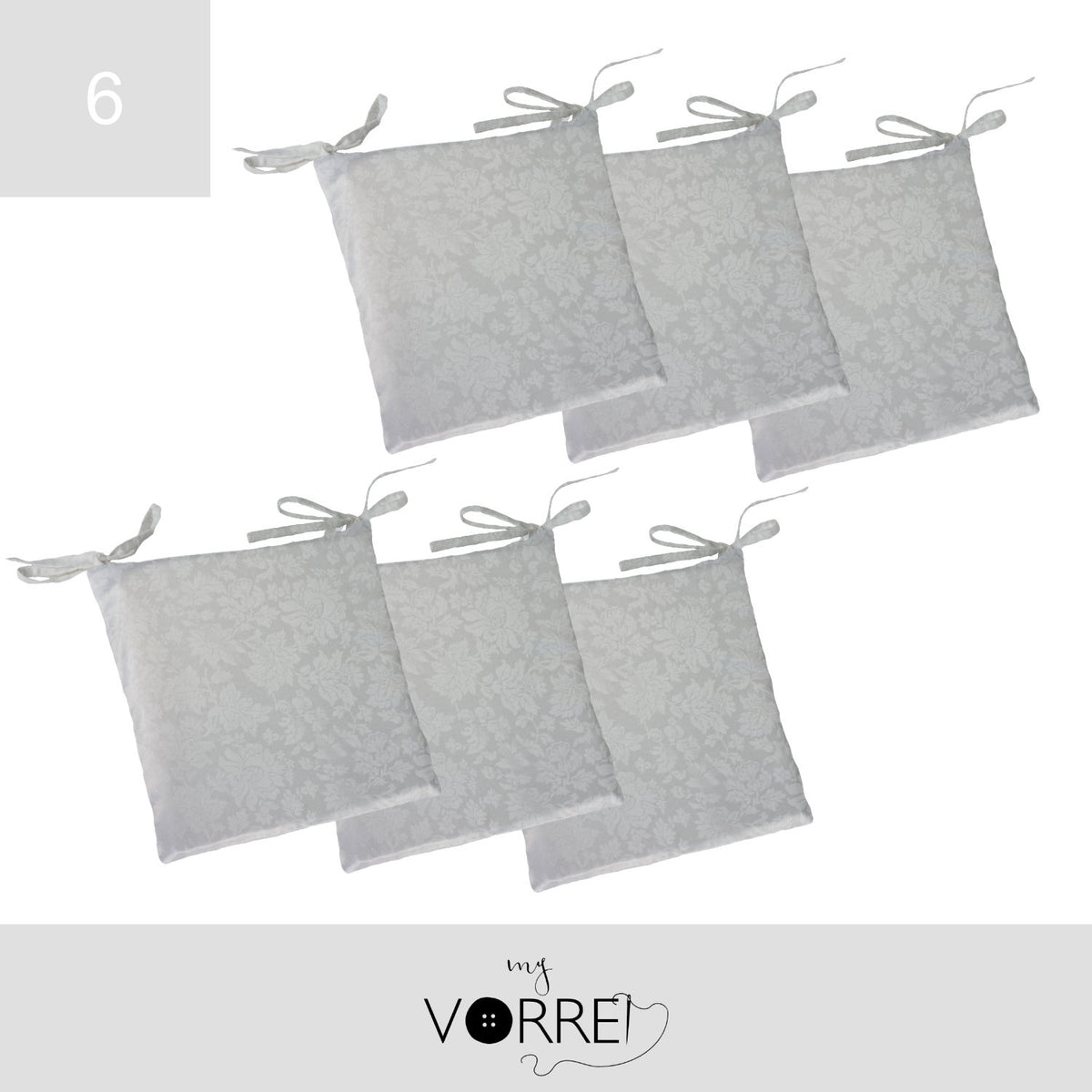 Cuscino Sedia Jacquard cm 40x40 spessore cm 4 sfoderabile con chiusura lampo | Pacchetto da 6 Cuscini