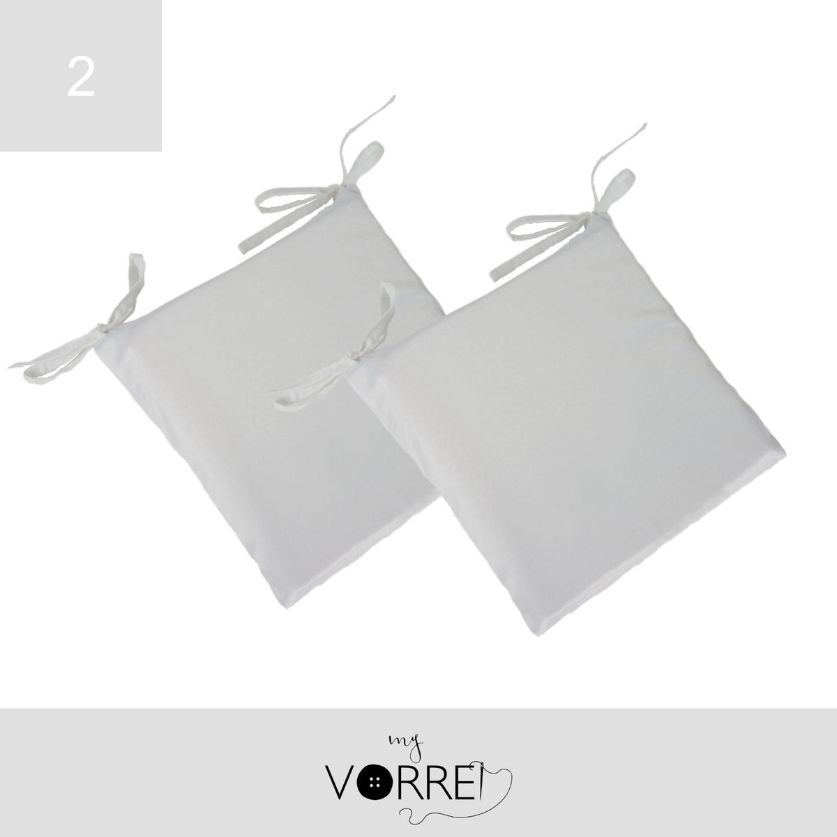 Cuscino Sedia Unito cm 40x40 spessore cm 4 sfoderabile con chiusura lampo | Pacchetto da 2 Cuscini