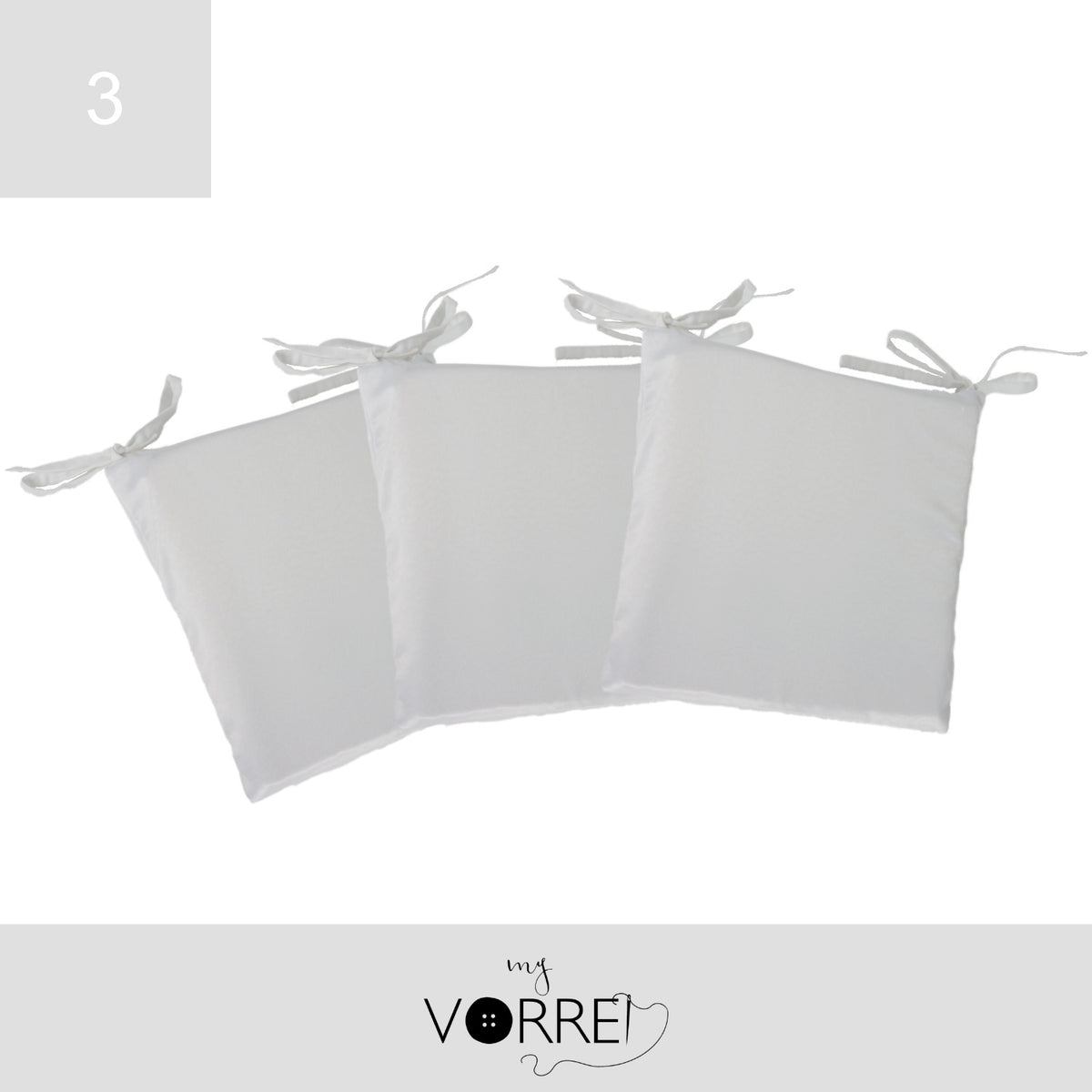 Cuscino Sedia Unito cm 40x40 spessore cm 4 sfoderabile con chiusura lampo | Pacchetto da 3 Cuscini