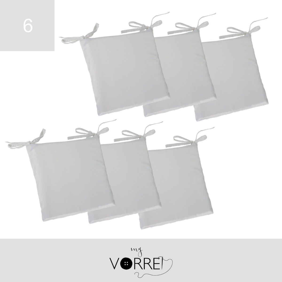 Cuscino Sedia Unito cm 40x40 spessore cm 4 sfoderabile con chiusura lampo | Pacchetto da 6 Cuscini