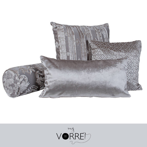4 Fodere Cuscini Velluto 1 60x60 1 45x45 1 30x60 1 Cilindro 20x60 Con imbottitura fiocco anallergico Sfoderabili In 8 Tonalità Colore
