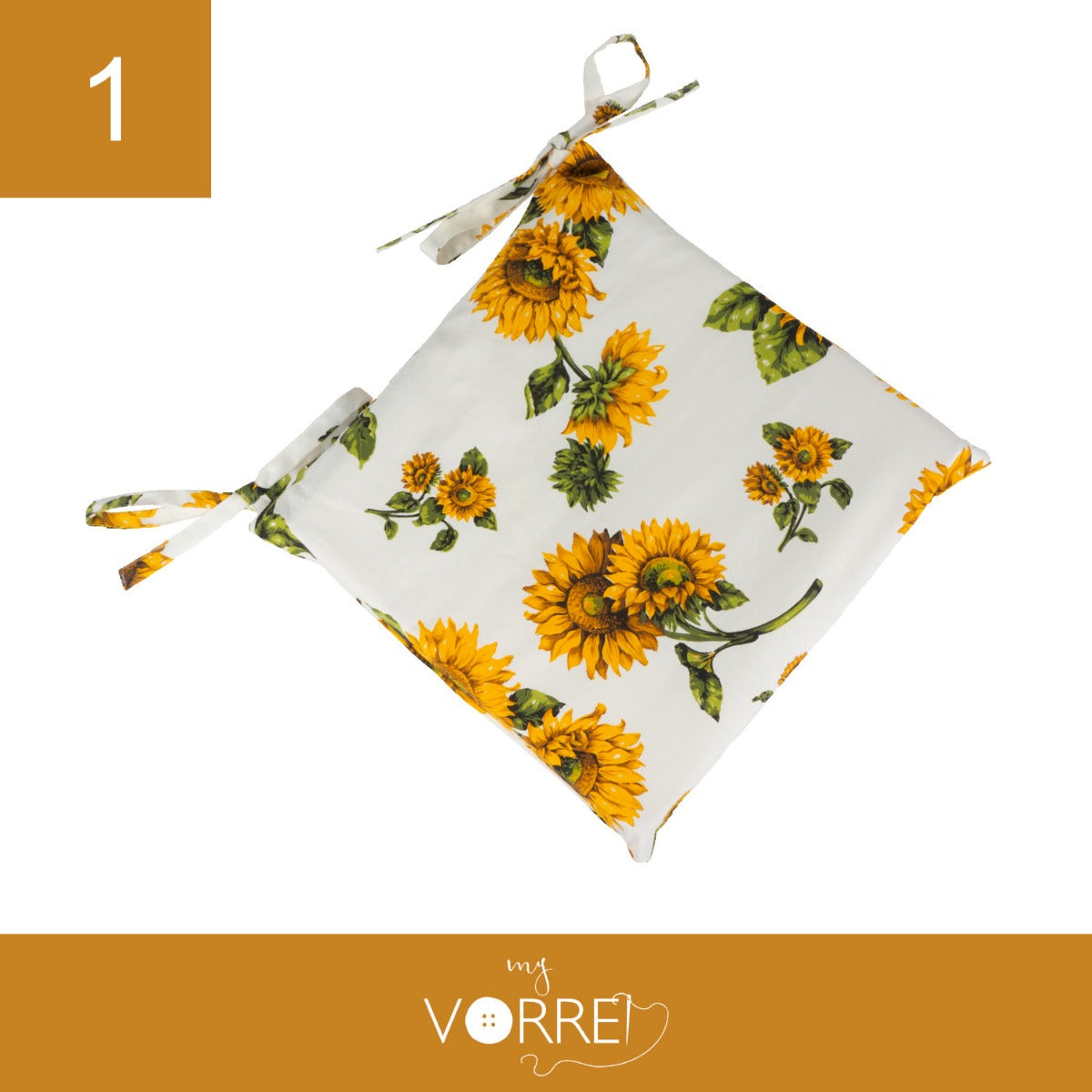Cuscino Sedia Girasole | 40x40cm, spessore 4cm, sfoderabile con chiusura lampo