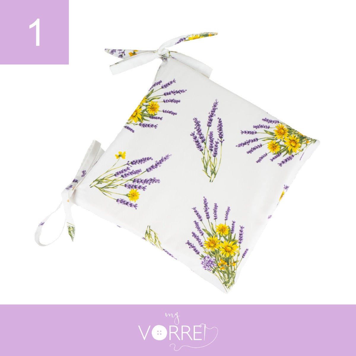 Cuscino Sedia Lavanda | 40x40cm, spessore 4cm, sfoderabile con chiusura lampo