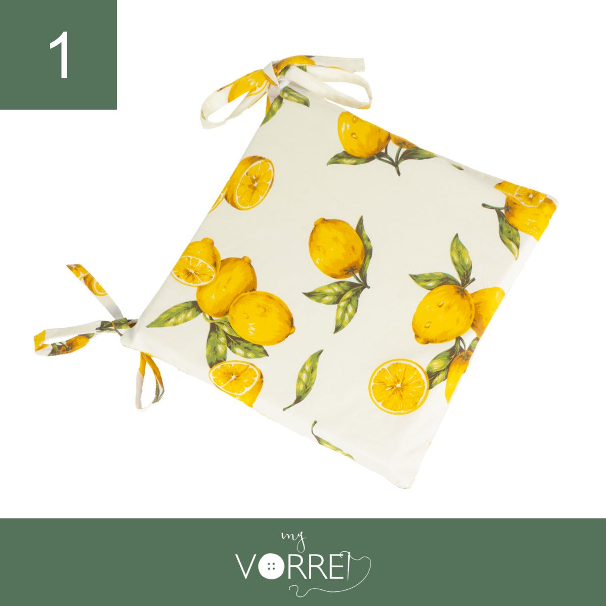 Cuscino Sedia Limone New | 40x40cm, spessore 4cm, sfoderabile con chiusura lampo