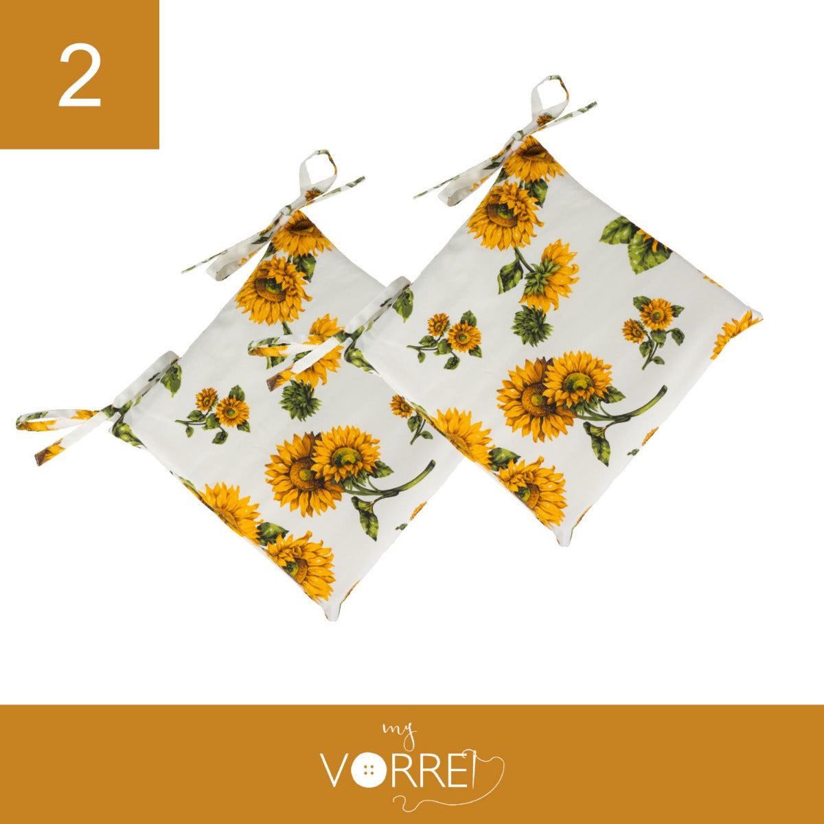 Cuscino Sedia Girasole | 40x40cm, spessore 4cm, sfoderabile con chiusura lampo