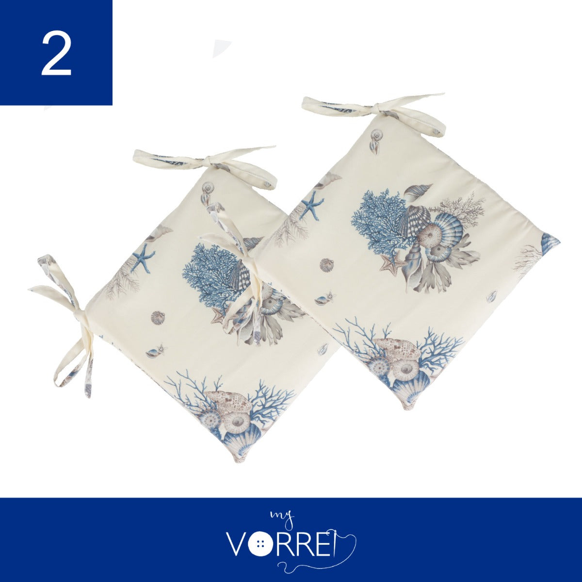 Cuscino Sedia Marina Blu | 40x40cm, spessore 4cm, sfoderabile con chiusura lampo