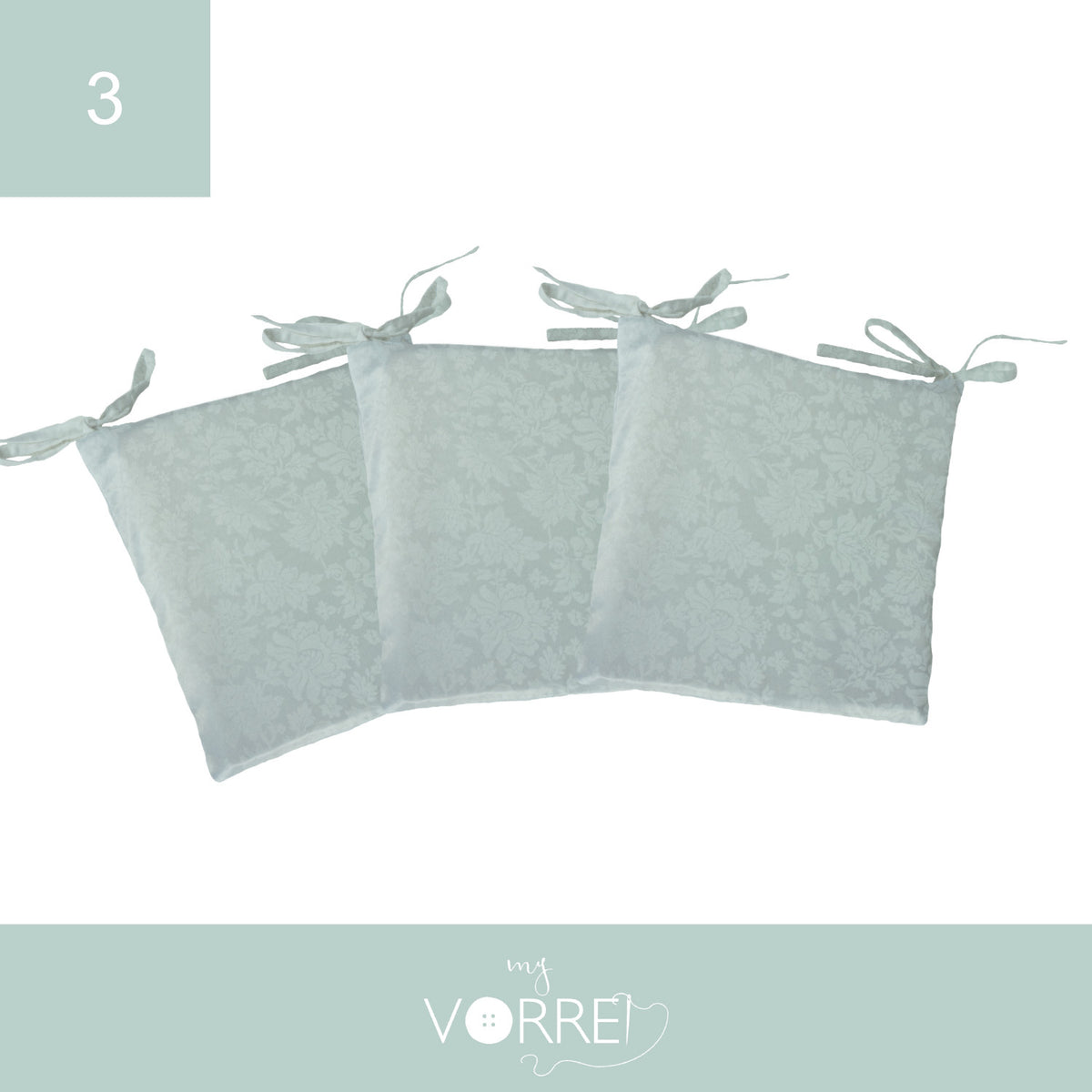 Cuscino Sedia Jacquard cm 40x40 spessore cm 4 sfoderabile con chiusura lampo | Pacchetto da 3 Cuscini