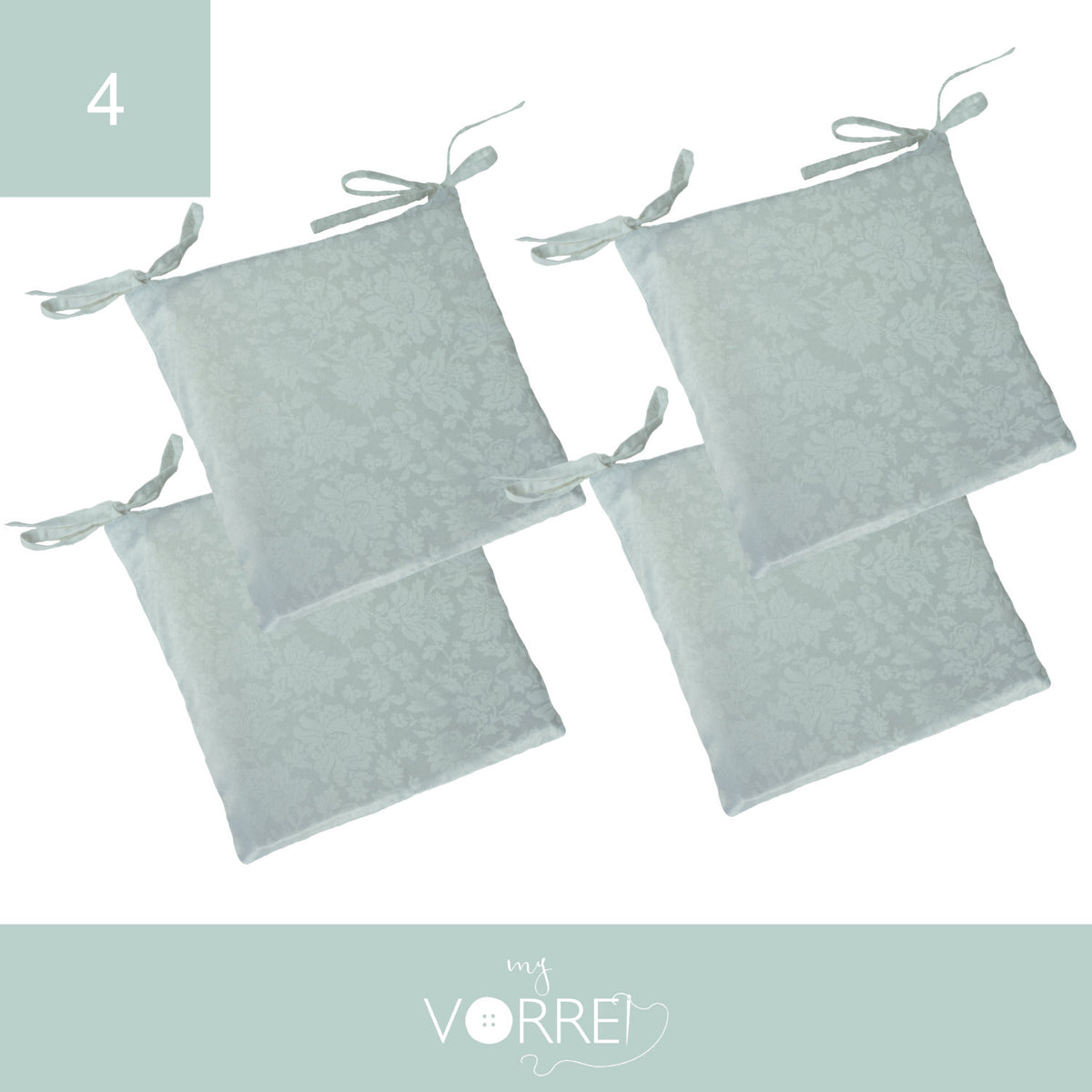 Cuscino Sedia Jacquard cm 40x40 spessore cm 4 sfoderabile con chiusura lampo | Pacchetto da 4 Cuscini