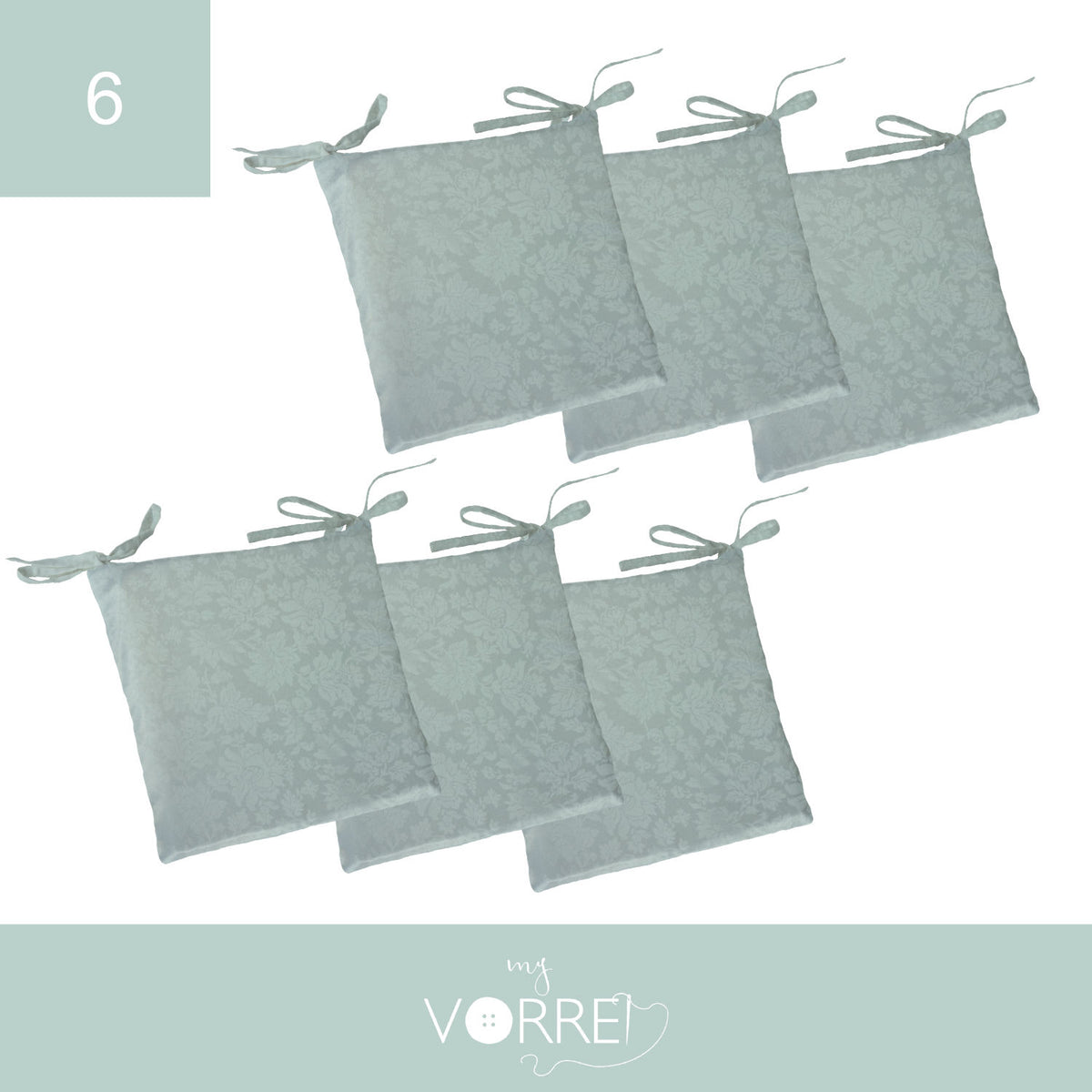 Cuscino Sedia Jacquard cm 40x40 spessore cm 4 sfoderabile con chiusura lampo | Pacchetto da 6 Cuscini