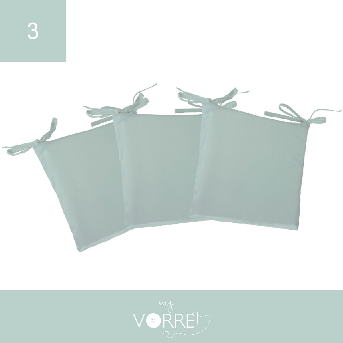 Cuscino Sedia Unito cm 40x40 spessore cm 4 sfoderabile con chiusura lampo | Pacchetto da 3 Cuscini