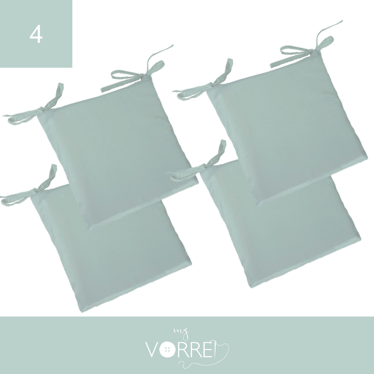 Cuscino Sedia Unito cm 40x40 spessore cm 4 sfoderabile con chiusura lampo | Pacchetto da 4 Cuscini