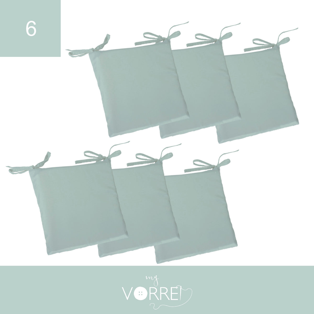 Cuscino Sedia Unito cm 40x40 spessore cm 4 sfoderabile con chiusura lampo | Pacchetto da 6 Cuscini