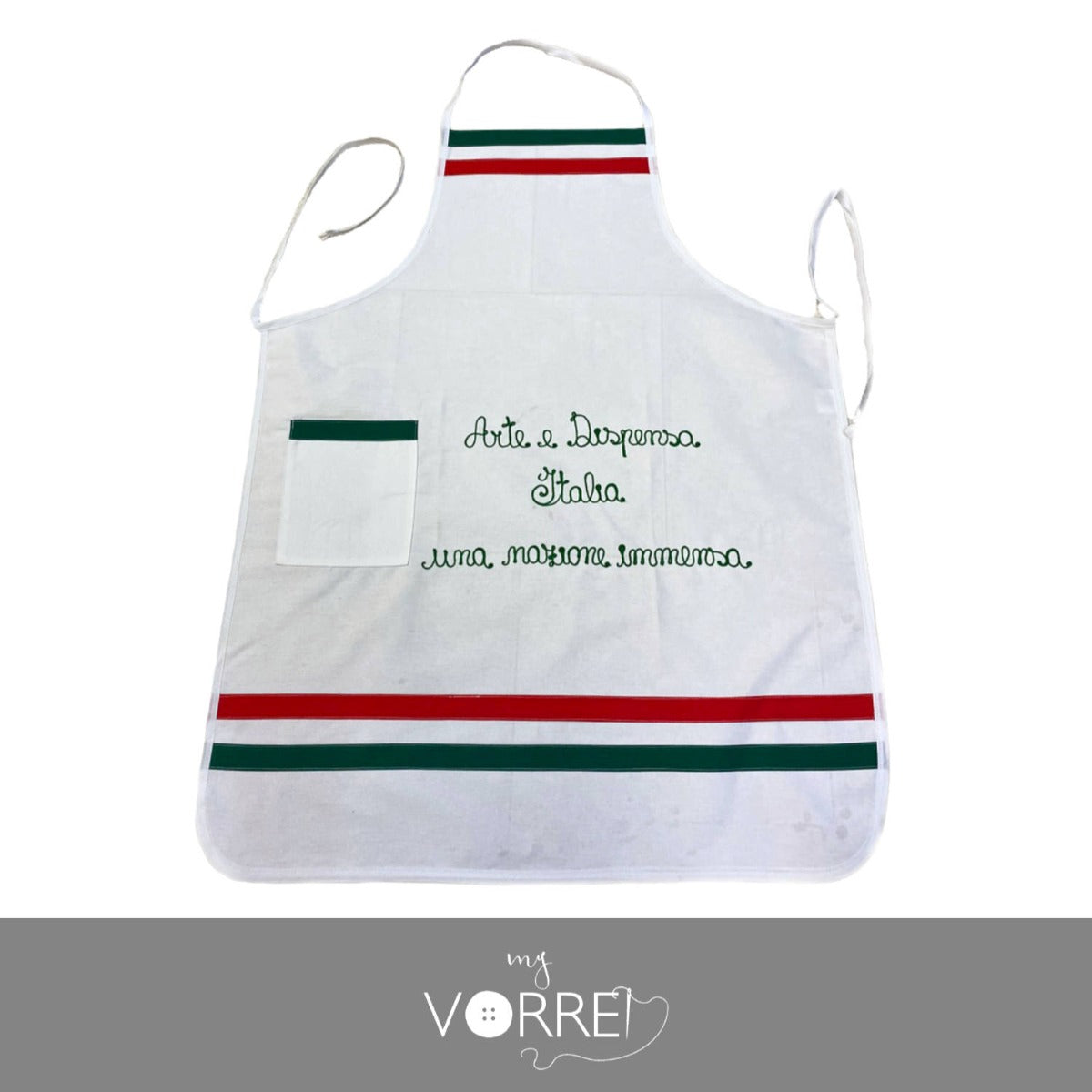 Grembiule Unisex Italia con frase ricamata Arte e Dispensa ITALIA Una Nazione immensa