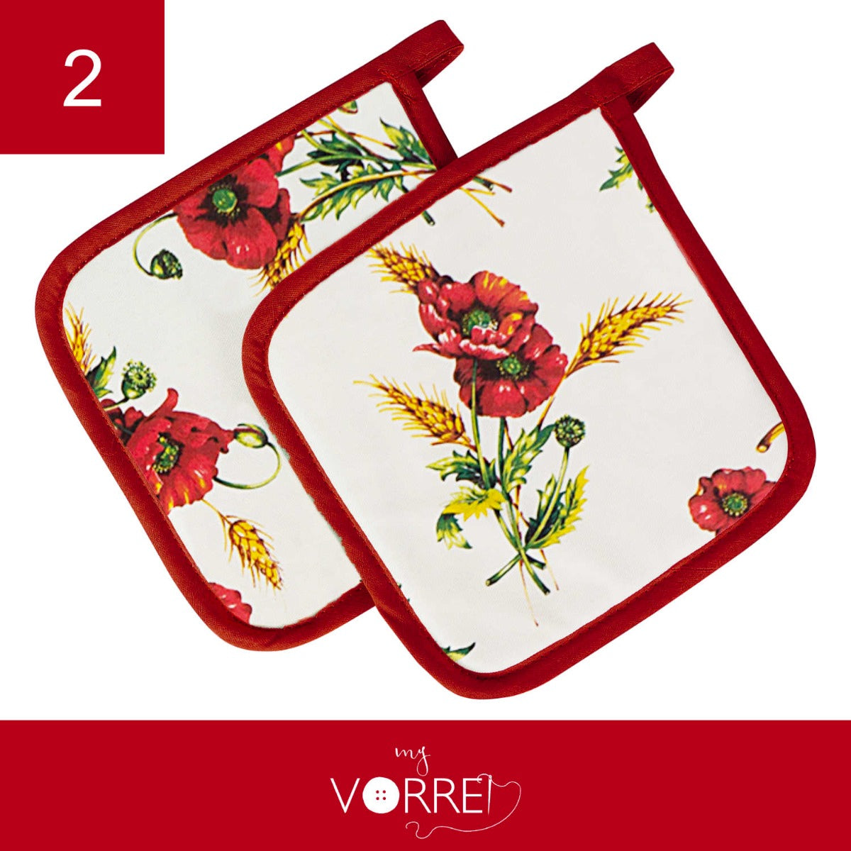 2 Presine quadrate Papavero | 20x20cm