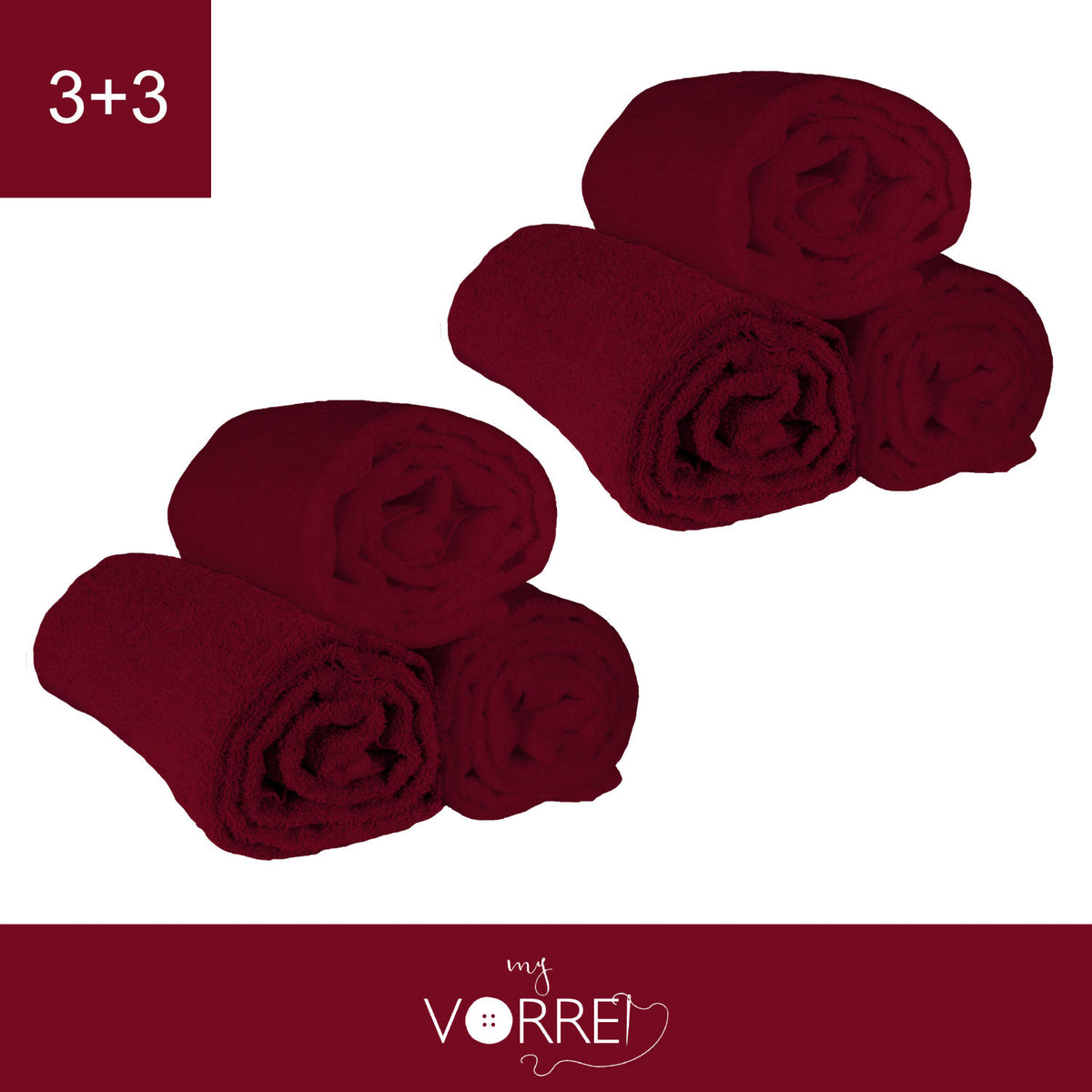 Telo Bagno - 3+3 in Spugna Cotone 100 cm 100x150